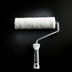 Obraz premium A paint roller isolated on a black background 