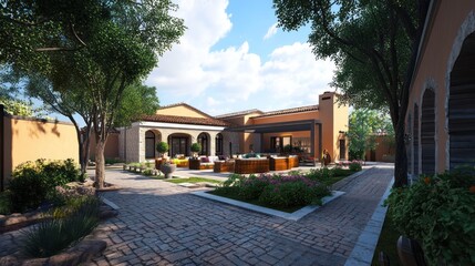 Naklejka premium A modern 3D villa plan showcasing elegant interiors and expansive outdoor spaces for entertainment