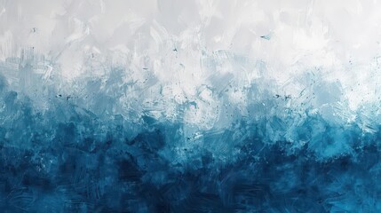 Abstract painting featuring a gradient of blue tones blending into a light background.