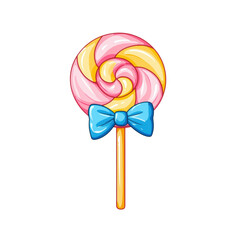 Cute Kawaii Lollipop Illustration with Bow