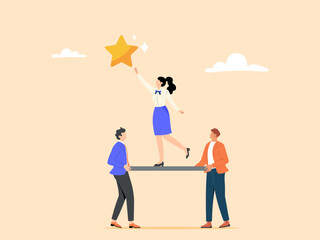 Teamwork or cooperation helps build strength to achieve goals