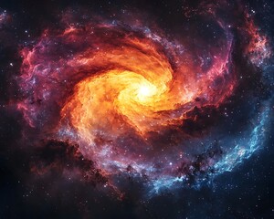 Obraz premium Vibrant Cosmic Nebula Swirling with Fiery Gradients and Illuminating Central Star