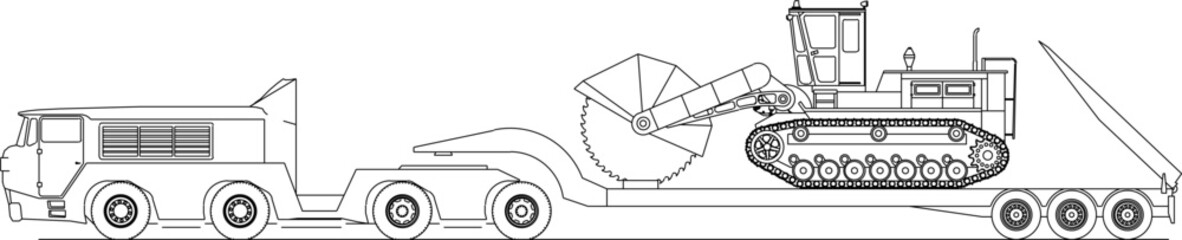 vector illustration sketch design of heavy equipment vehicle construction industry for loading large vehicles