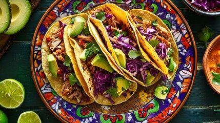 Delicious Pulled Pork Tacos With Avocado And Cabbage