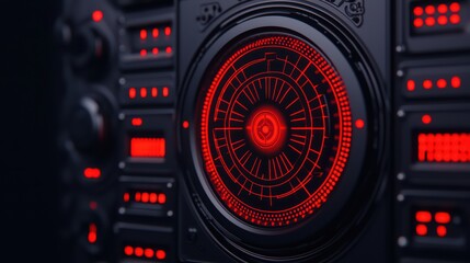 Fototapeta premium Futuristic Technology Interface with Red Highlights and Circuits