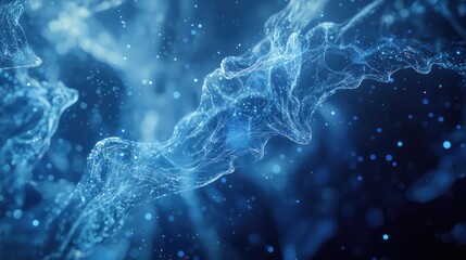 Abstract Blue Nebula: Celestial Dance of Light and Energy