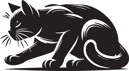 black and cartoon cat illustration