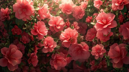 A vibrant display of pink flowers creating a lush, floral backdrop.