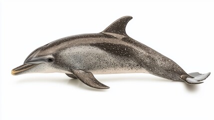 Atlantic spotted dolphin swimming, isolated on white.