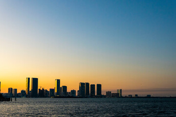sunrise over the city in Miami