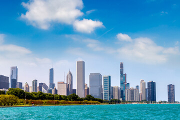 Fototapeta premium Cityscape Chicago at Lake Michigan