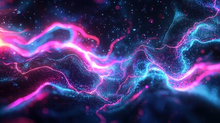 Fototapeta premium Abstract Neon Waveform: A Digital Dreamscape of Pink and Blue Energy