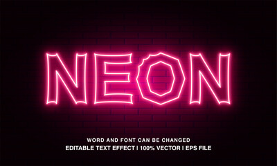 editable neon light typeface text effect