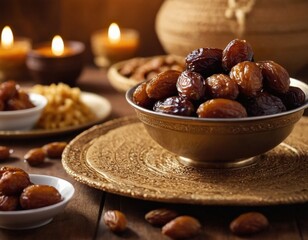 Delicious Dates on Ornate Plate, Perfect for Ramadan