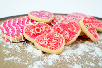 A plate of Valentine cookies