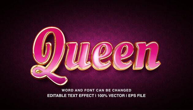 editable queen pink gold luxury typeface