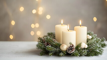 Elegant Holiday Candles with Frosted Floral Accents