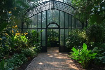 Textured Glass Greenhouse in Botanical Garden: Lush Elegance Unveiled