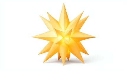 Obraz premium A bright, star-shaped object with sharp points, featuring a warm yellow color, resembling a decorative element or a lighting fixture.