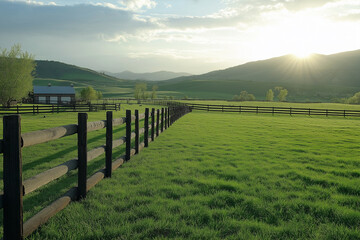 Obraz premium Natural Grass Equestrian Ring in a Ranch Setting