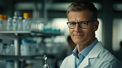 Fototapeta premium Confident scientist in a modern laboratory setting