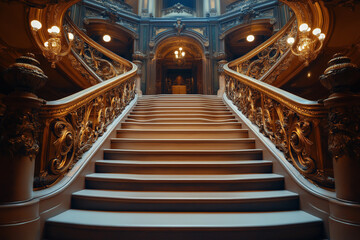 Obraz premium Majestic Concert Hall Stairway Highlighted by Polished Features