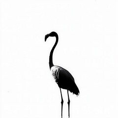 Fototapeta premium A Silhouette of a Flamingo Standing Alone