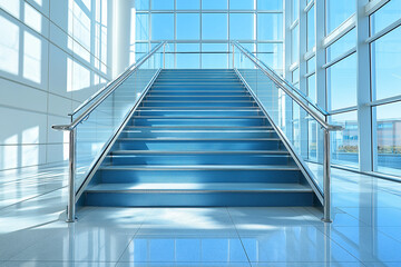 Obraz premium Polished Stairway in a Corporate Tower with Chrome Finishings