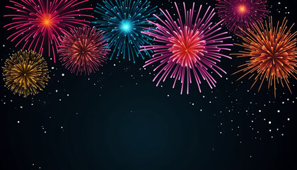 Naklejka premium Colorful fireworks lighting up the night sky in celebration of a festive event