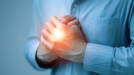 Man expressing gratitude and hope with hands clasped together in front of chest