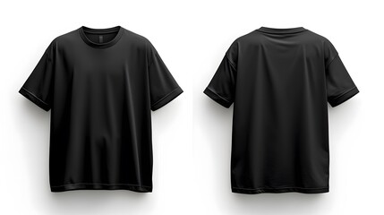 Clean, modern t-shirt mockup featuring a blank black tee in both front and back views, perfect for apparel design.