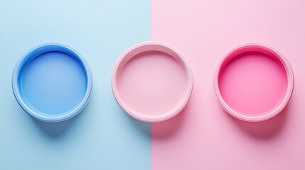 Fototapeta premium Pastel circles on color background, product display, mock-up