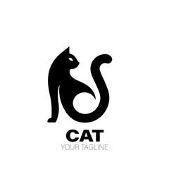 Cat Logo. Cat Logo Design. Cat Logo Brand. Cat Logo Vector Design Isolated on White Background
