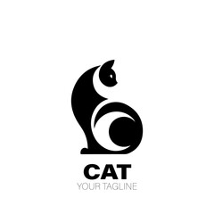 Cat Logo. Cat Logo Design. Cat Logo Brand. Cat Logo Vector Design Isolated on White Background