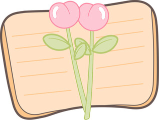 Cute Tulip Flowers on Note Paper