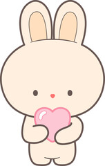 
Cute Bunny Holding Pink Heart Illustration