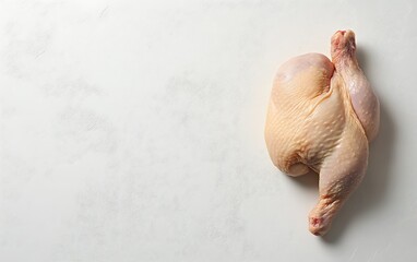 Raw chicken leg quarter, white background, cooking preparation, recipe ingredient