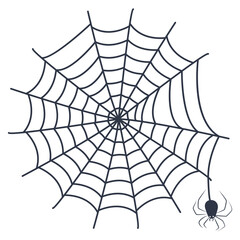 Fototapeta premium Black Spider Web Decoration. Isolated on White Background. Vector Illustration in Classic Design Pattern