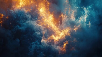 Obraz premium Cosmic Fire and Ice: A Celestial Dance of Opposites