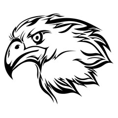 Eagle head silhouette. Powerful, sharp, and majestic. Ideal for logos and design