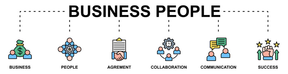 Business People banner web icon vector illustration concept with icon of business, people, agrement, collaboration, communication, success