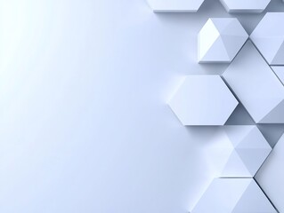 Fototapeta premium Abstract white hexagons softly illuminate a minimalist background. AI Generated