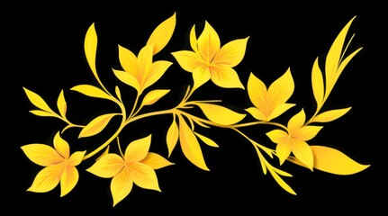 Fototapeta premium Vibrant and Detailed Floral and Botanical Elements for Artistic Designs and Projects