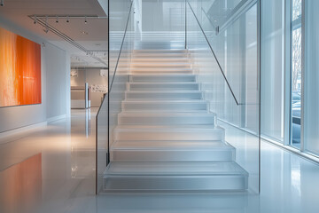 Obraz premium Modern Design Studio Features Creative and Innovative Staircase