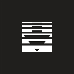 stripes silhouette point down arrow symbol vector