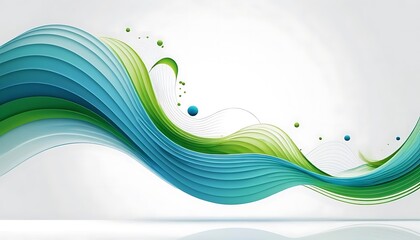 Fototapeta premium Abstract Green and Blue Wave Design with Spheres