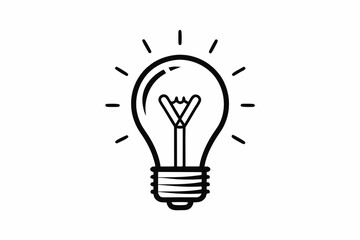 Light bulb icon illustration design with a light bulb in the middle. Light bulb line art vector illustration
