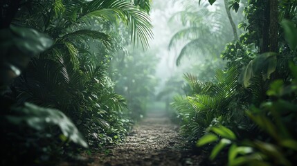Fototapeta premium Mystical Jungle Path: A Serene Escape into Lush Greenery