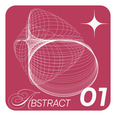 Pink Clored Abstract Art Illustrated Sign, Falt Style