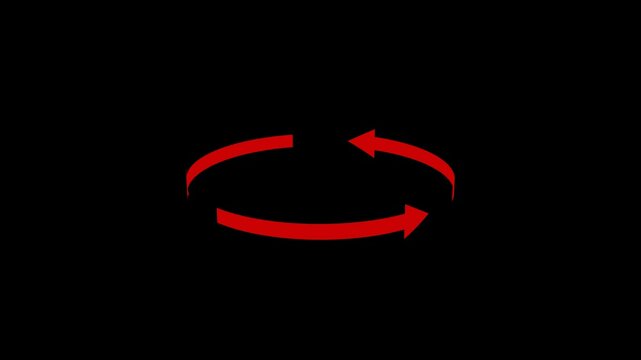 Red 3 arrows rotating circular motion, 3D, alpha channel